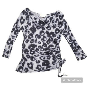 Michael Kors Leopard Print Cowl Neck Top